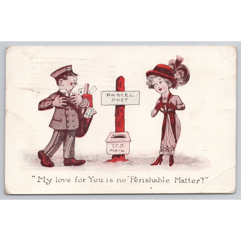 Vintage‎ Valentine Postcard Parcel Post Love Message Comic Art